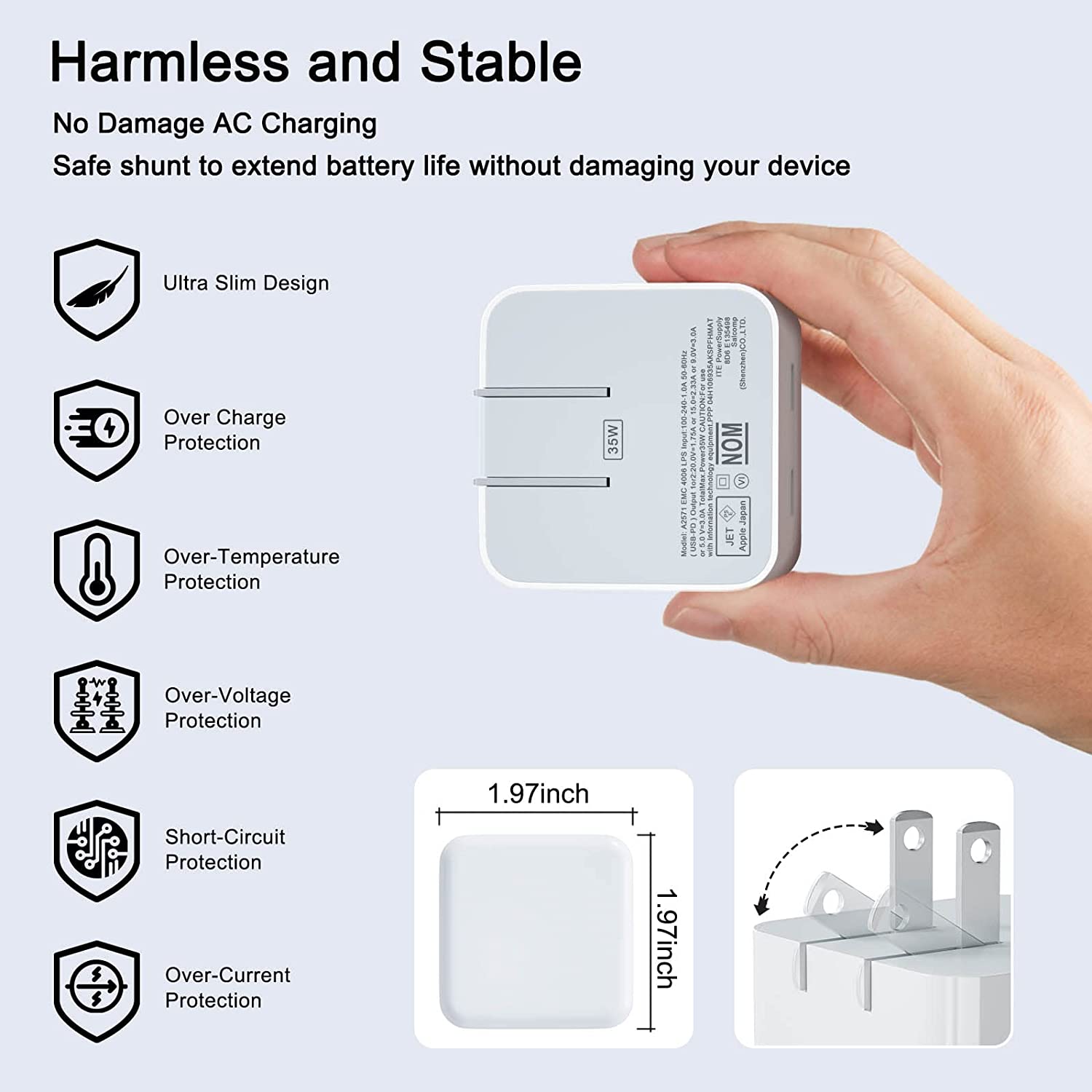 Adaptateur secteur à charge rapide double USB-C PD 3.0 35 W, chargeur mural et câble USB-C vers Lightning (1 m et 2 m) Adaptateur secteur à charge rapide double USB-C PD 3.0 35 W, chargeur mural et câble USB-C vers Lightning (1 m et 2 m)